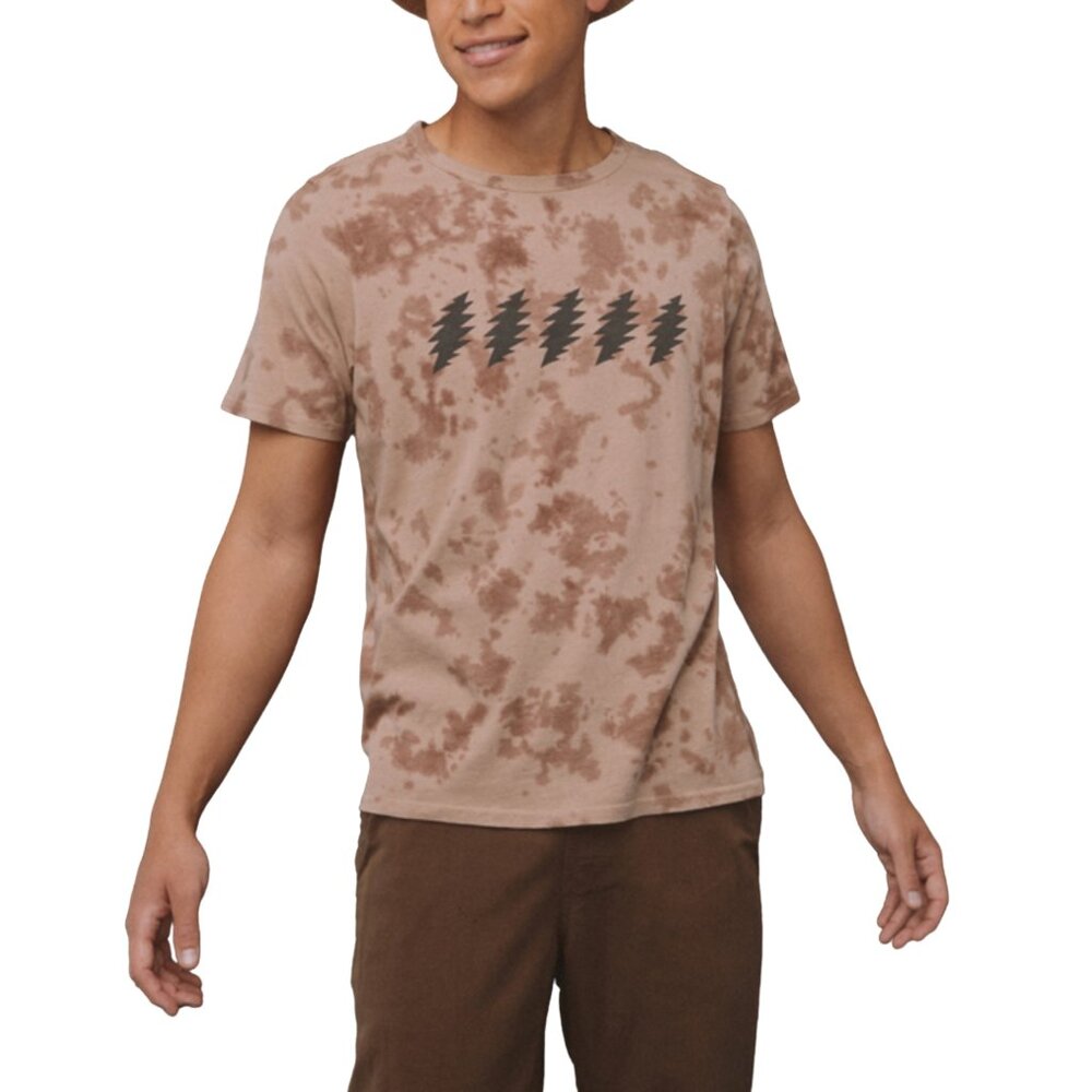 Pact Organic Cotton Grateful Dead Lightning Bolt Tie Dye T-Shirt Brown Large - Picture 2 of 10